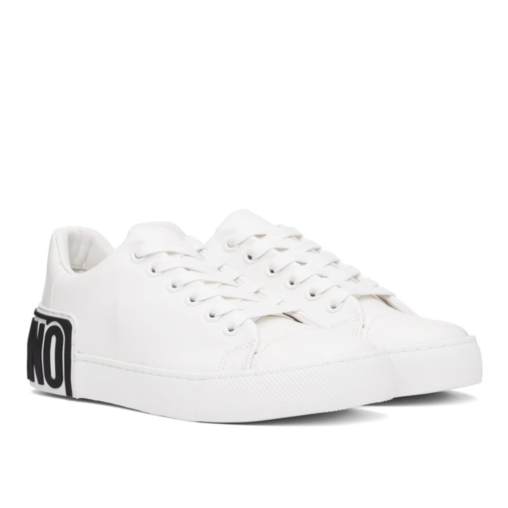 ‼️SOLD‼️NWT MOSCHINO White Maxi Logo Sneakers Women’s Size 36, US 6, Box/Dustbag